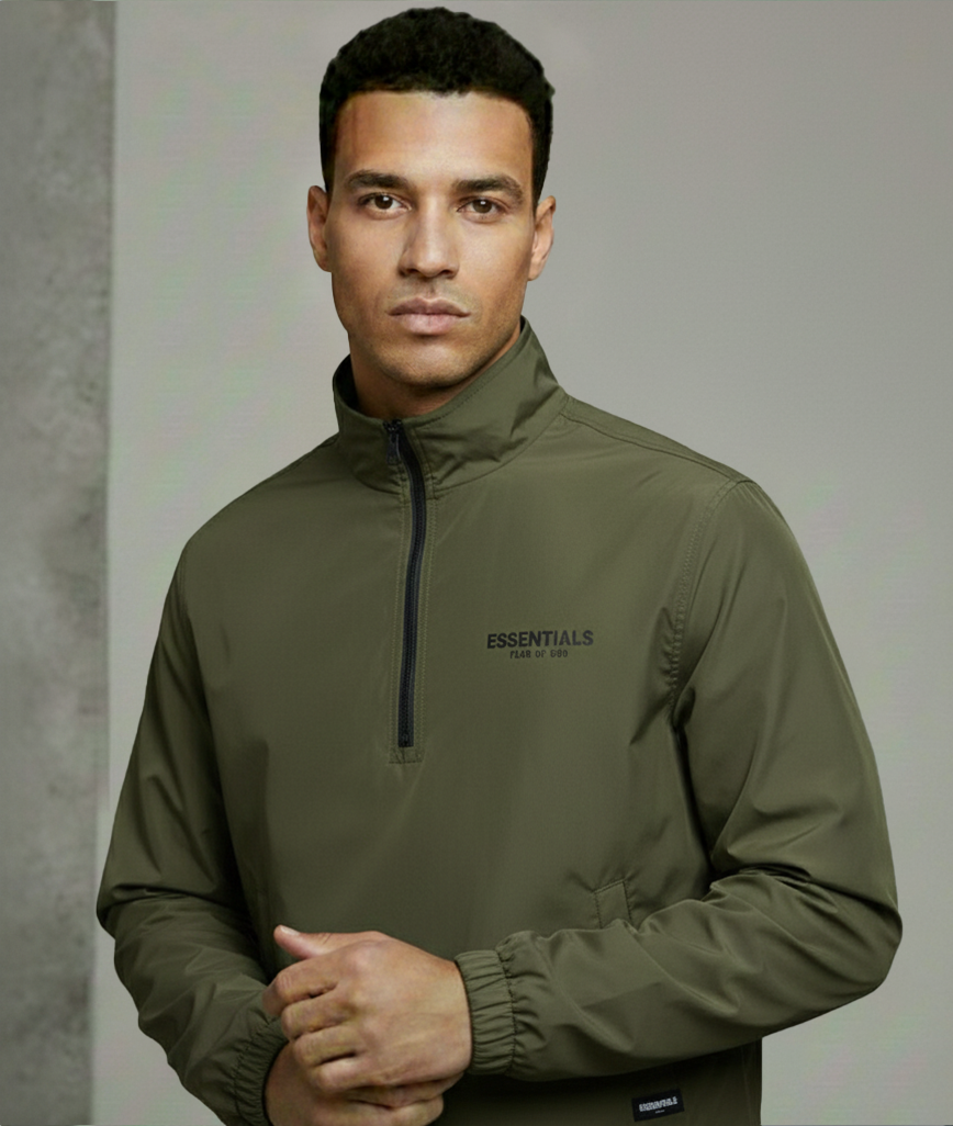 Essential Half Zip Track Jacket Olive-Green