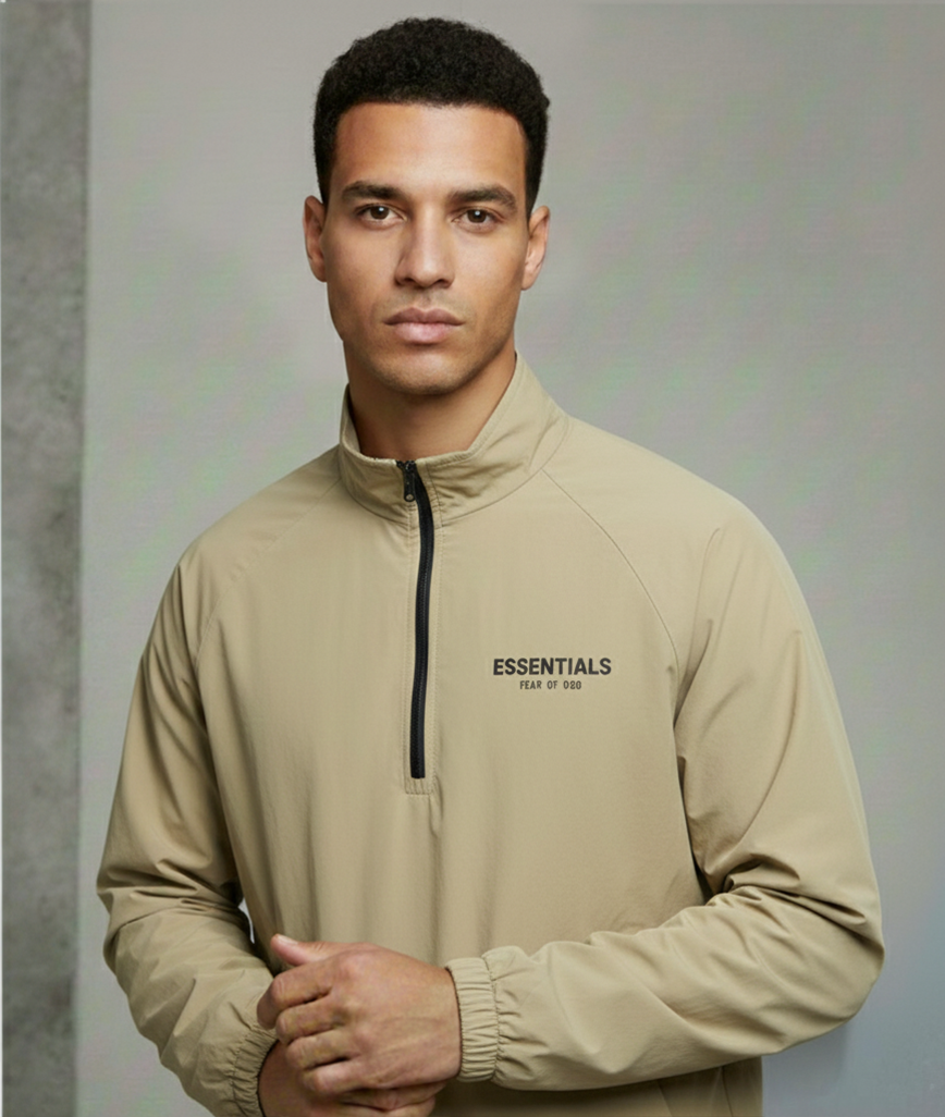 Essential Half Zip Track Jacket Sand-Beige