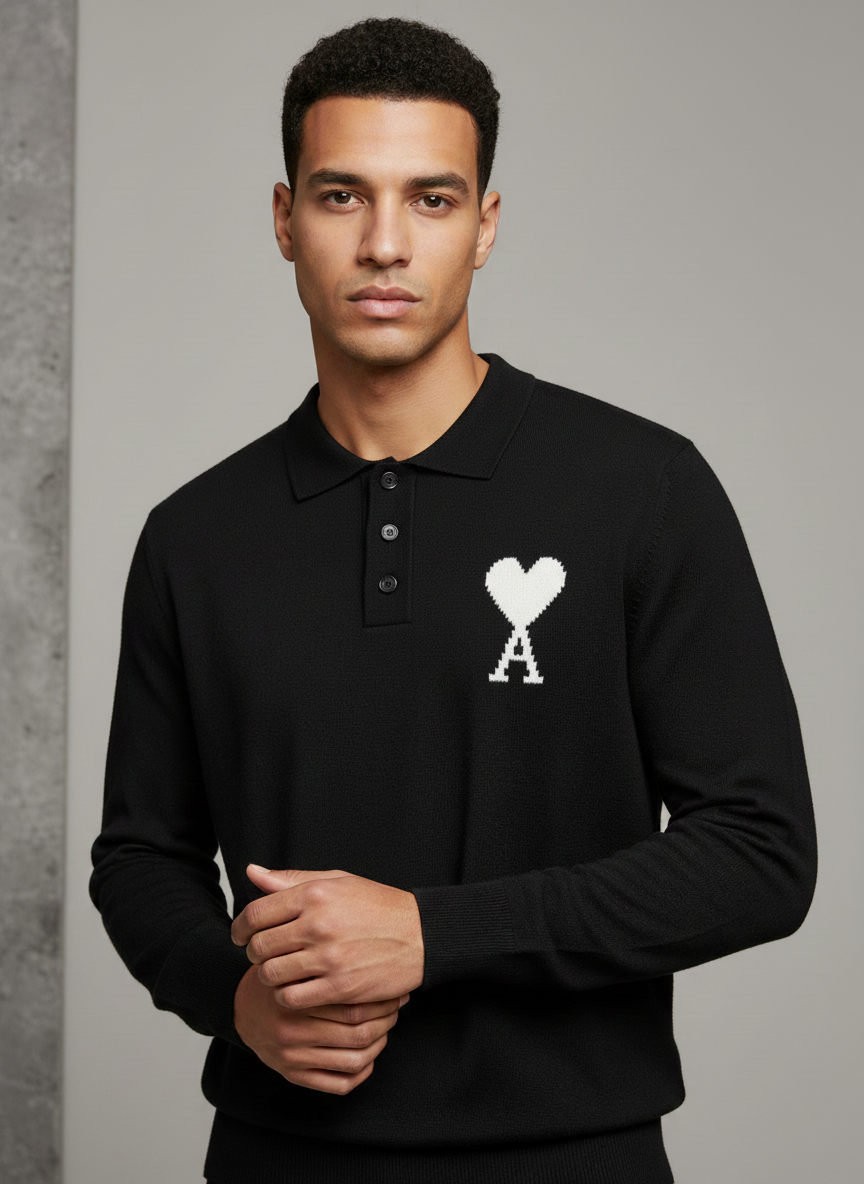 AMI Paris Polo T-shirt Black