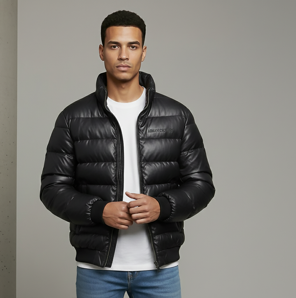 Armani Exchange Shiny Black Puffer Jacket