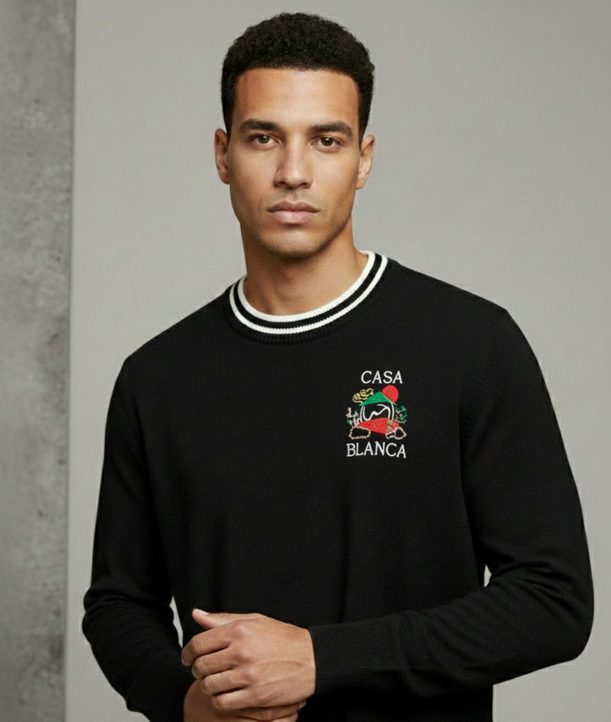 Casa Blanca Embroidered Sweater Black