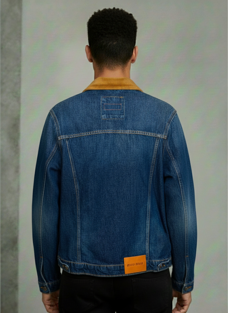 Miu Miu Denim Jacket with Corduroy Collar – Blue