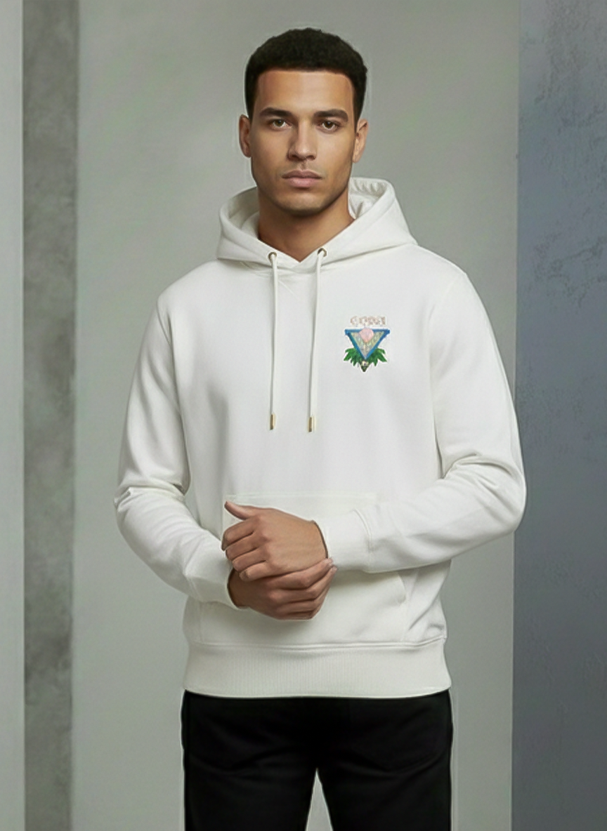 Casablanca Embroidered Logo Hoodie – White