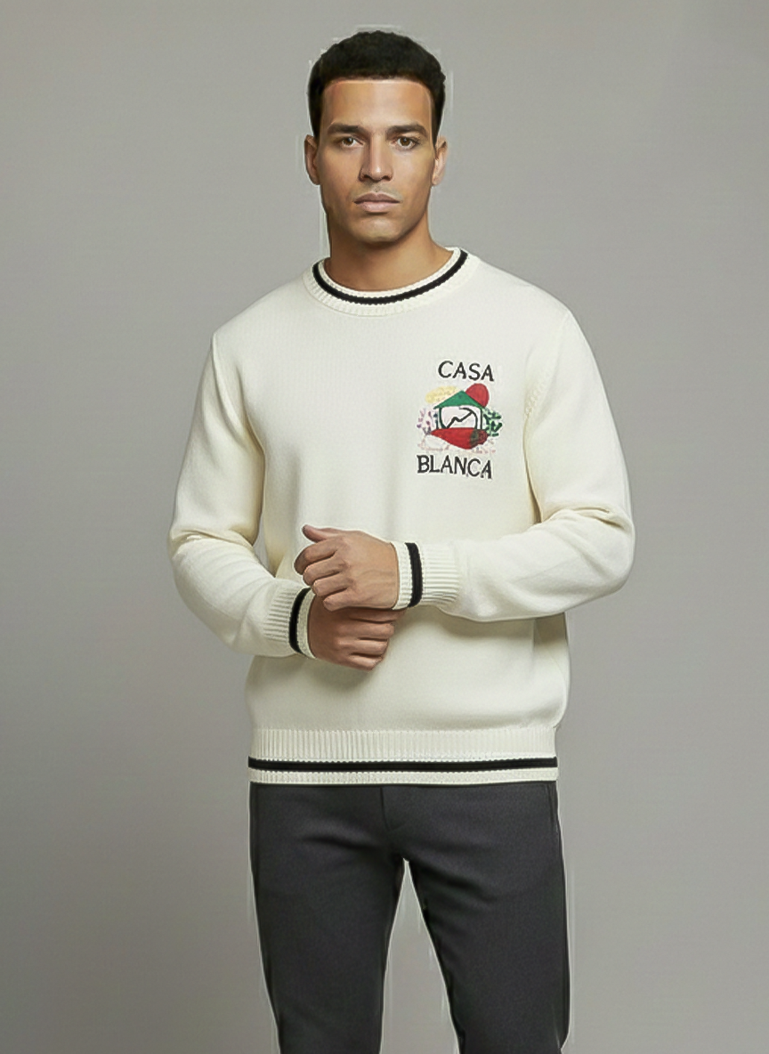 Casa Blanca Embroidered Sweater White