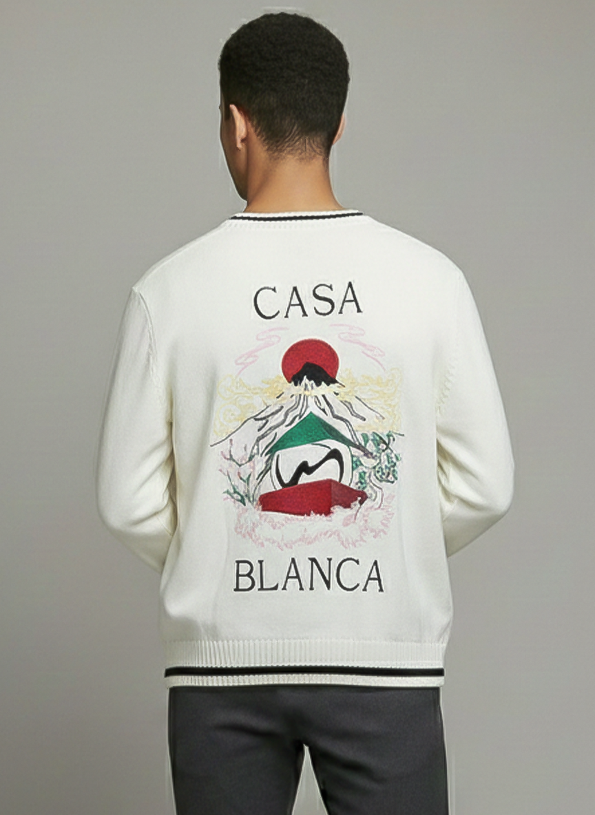 Casa Blanca Embroidered Sweater White