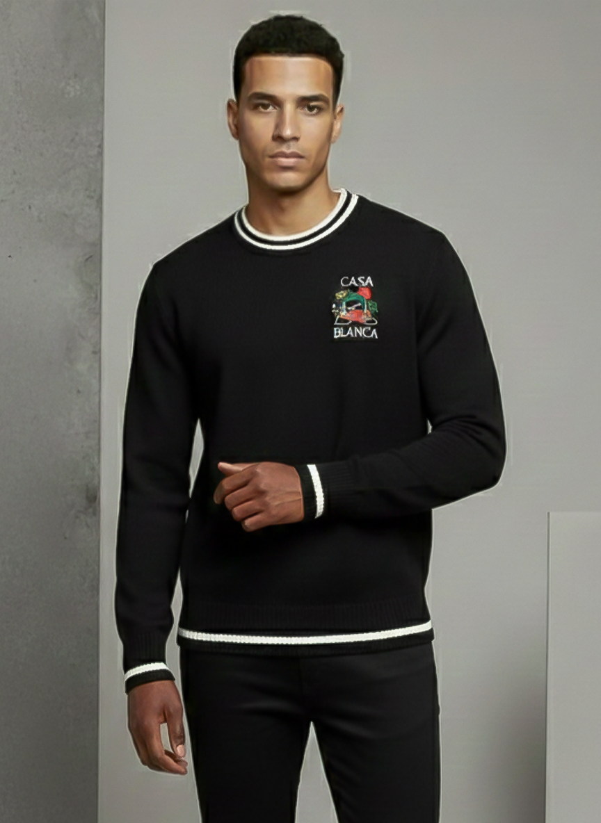 Casa Blanca Embroidered Sweater Black