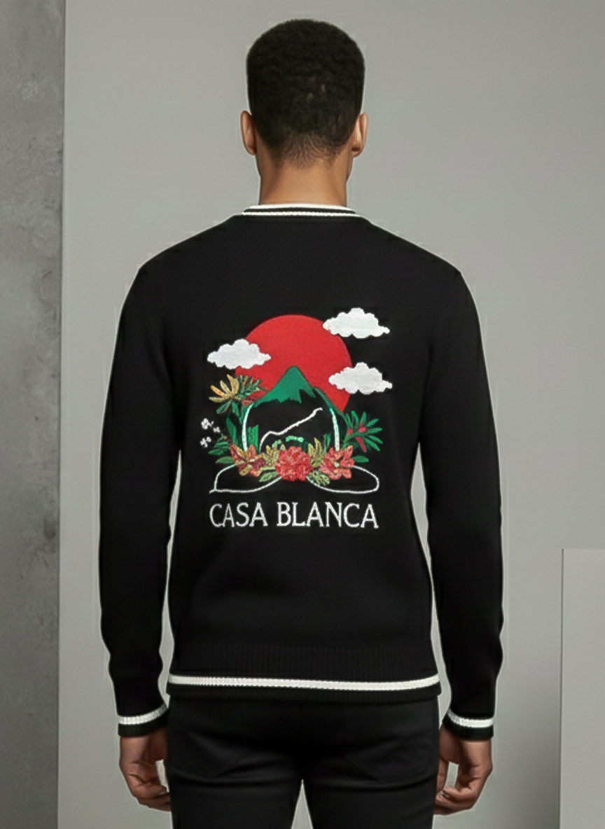 Casa Blanca Embroidered Sweater Black