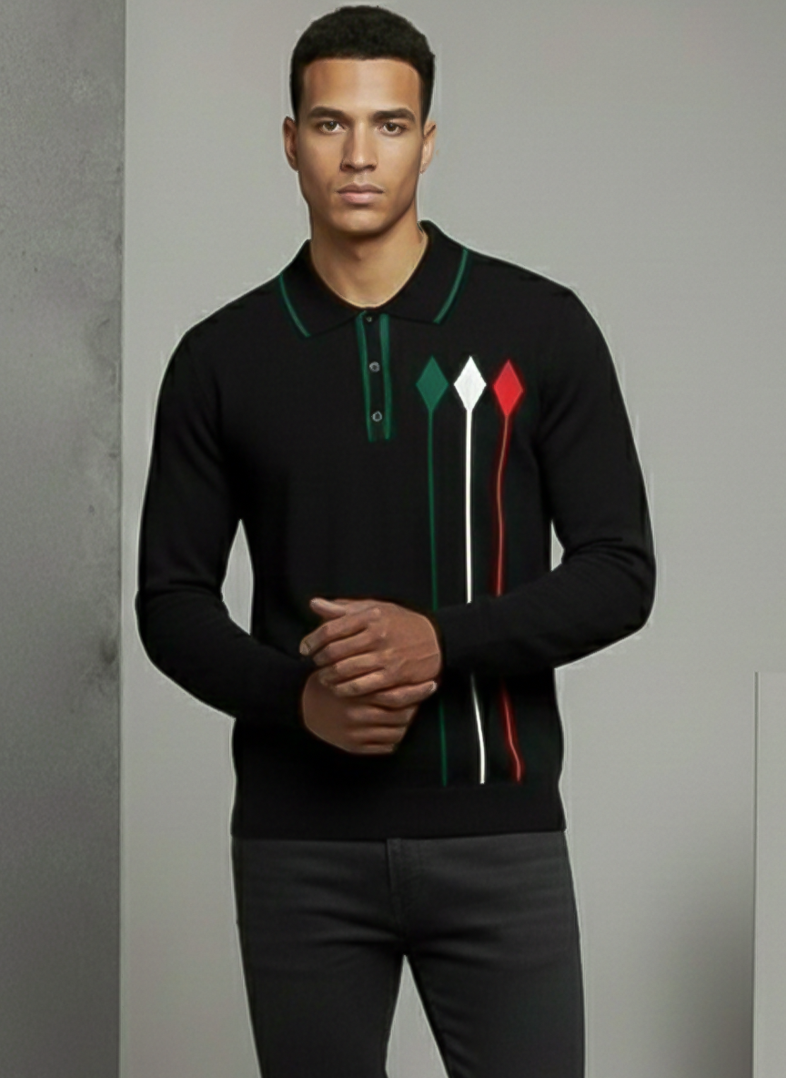 Casablanca Multi-Color Arrow Knit Polo