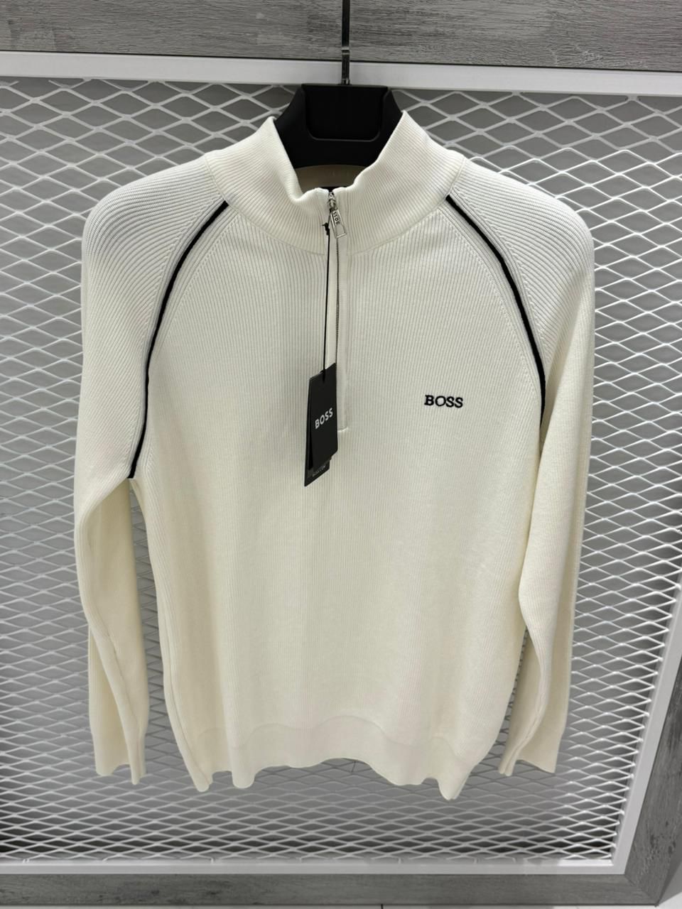 Boss Quarter Zip Golf Jumber White
