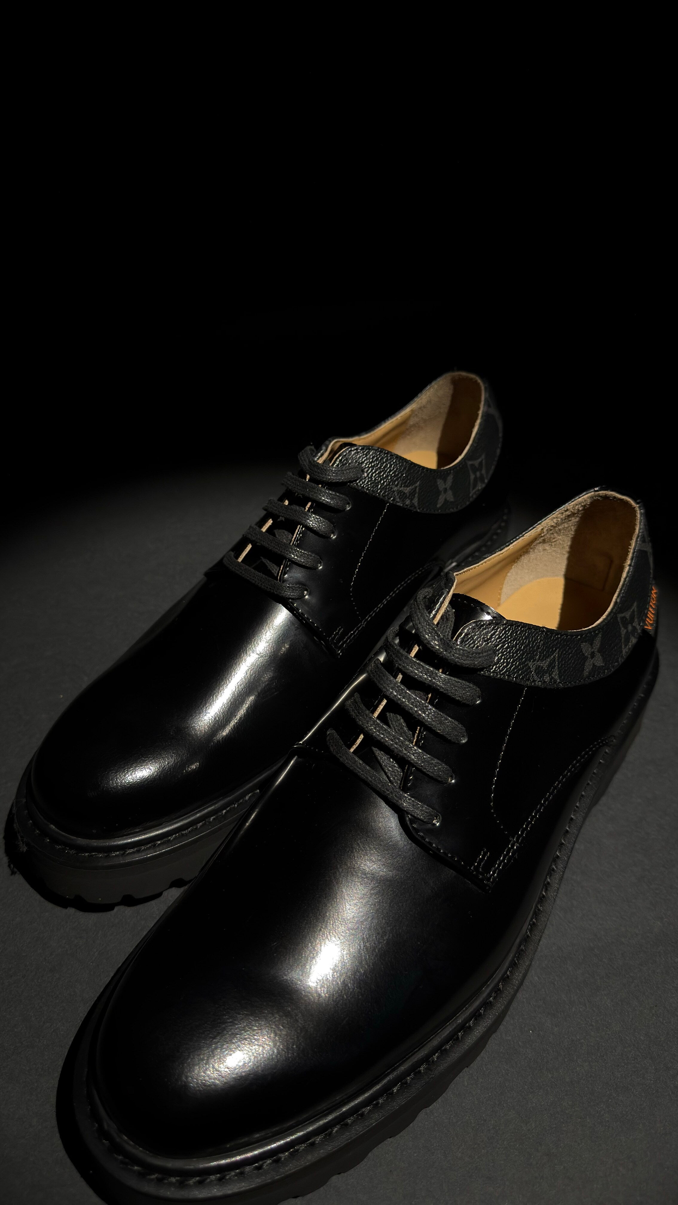Louis Vuitton Monogram Collar Derby Shoes