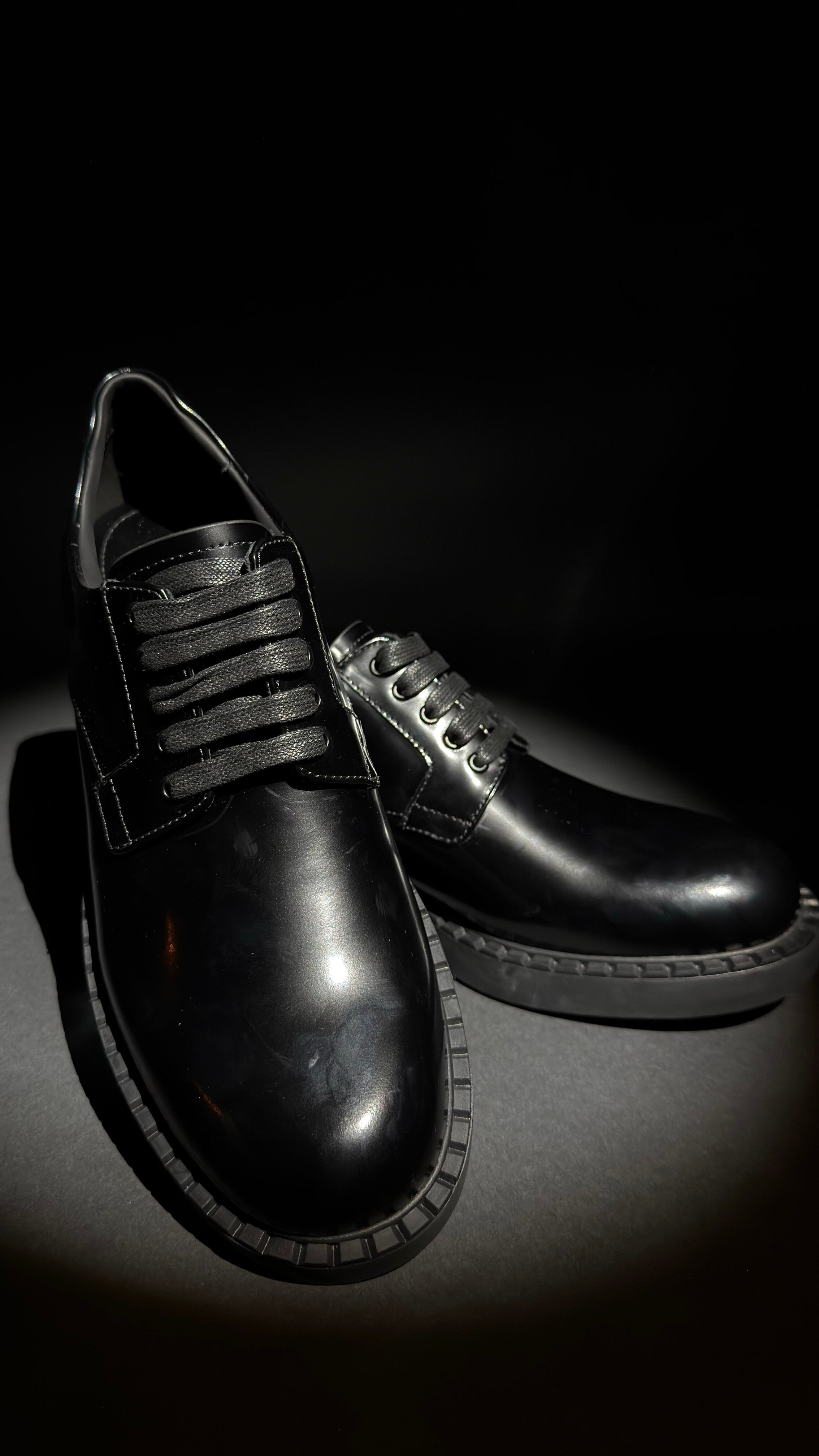 Prada Monolith Derby Shoes – Black Brushed Leather