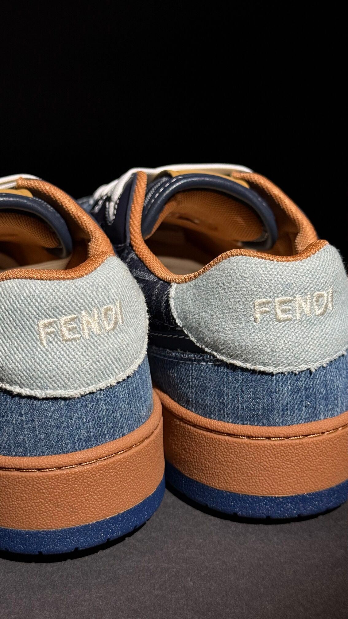 Fendi Force Sneakers – Blue FF Denim & Leather