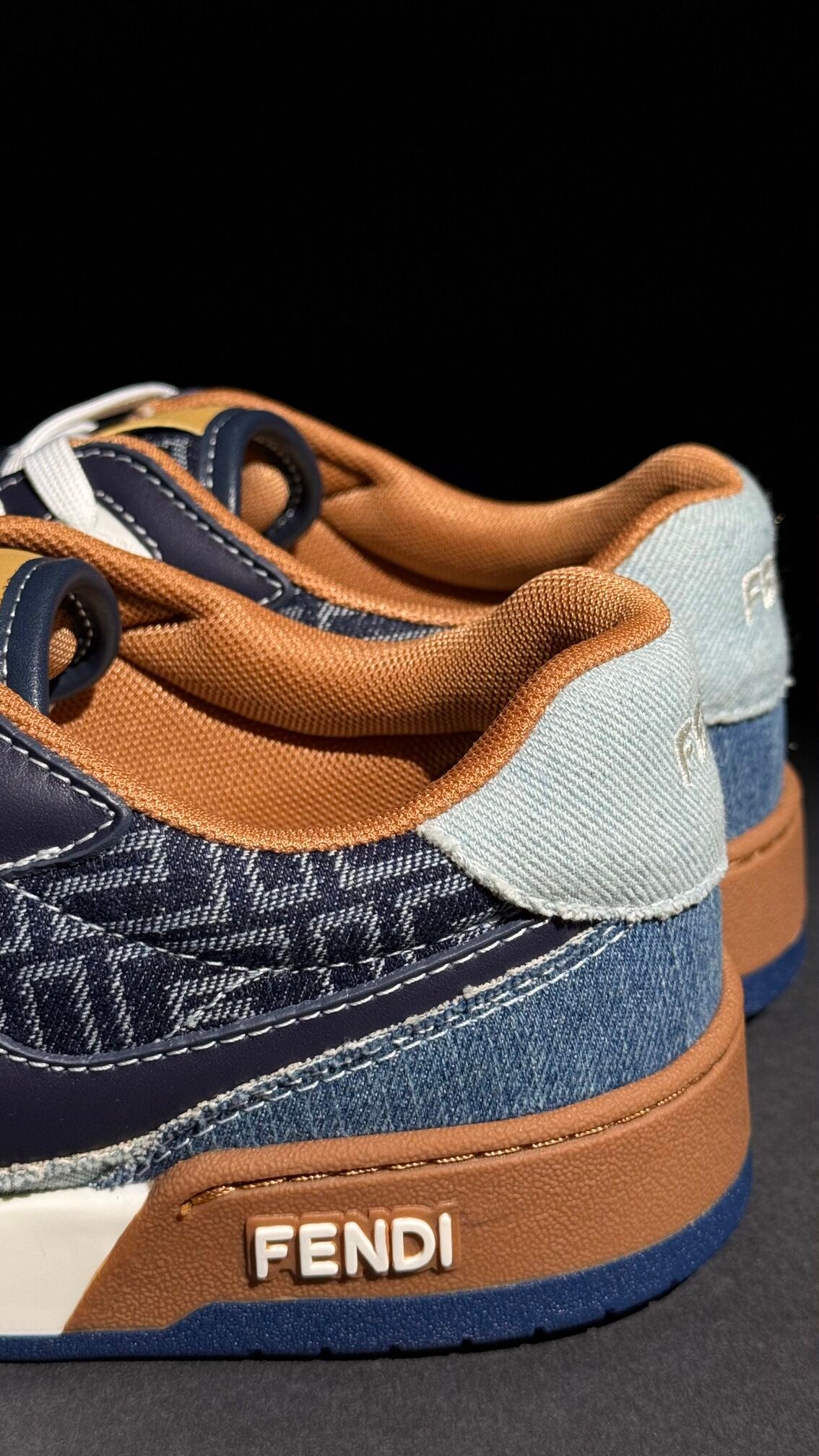Fendi Force Sneakers – Blue FF Denim & Leather