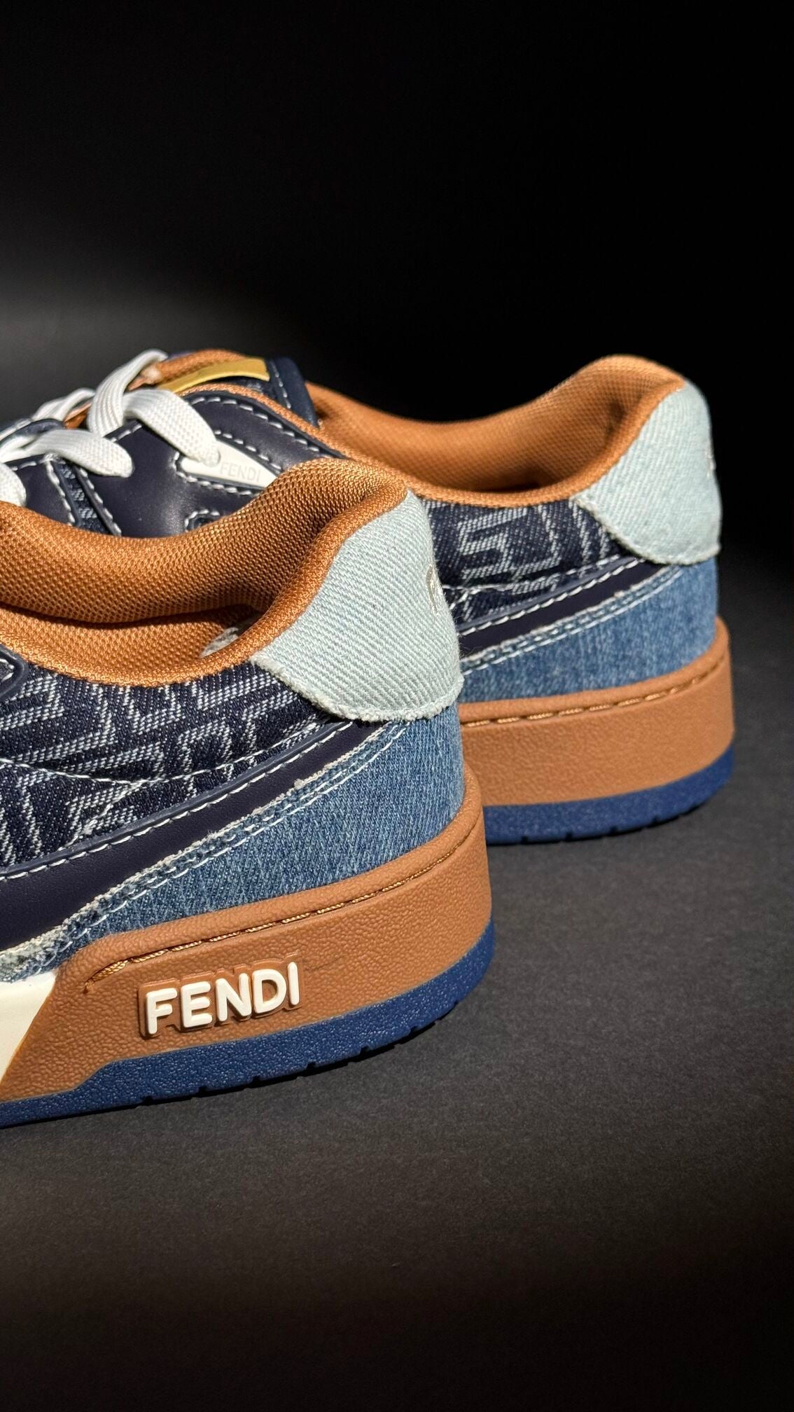 Fendi Force Sneakers – Blue FF Denim & Leather