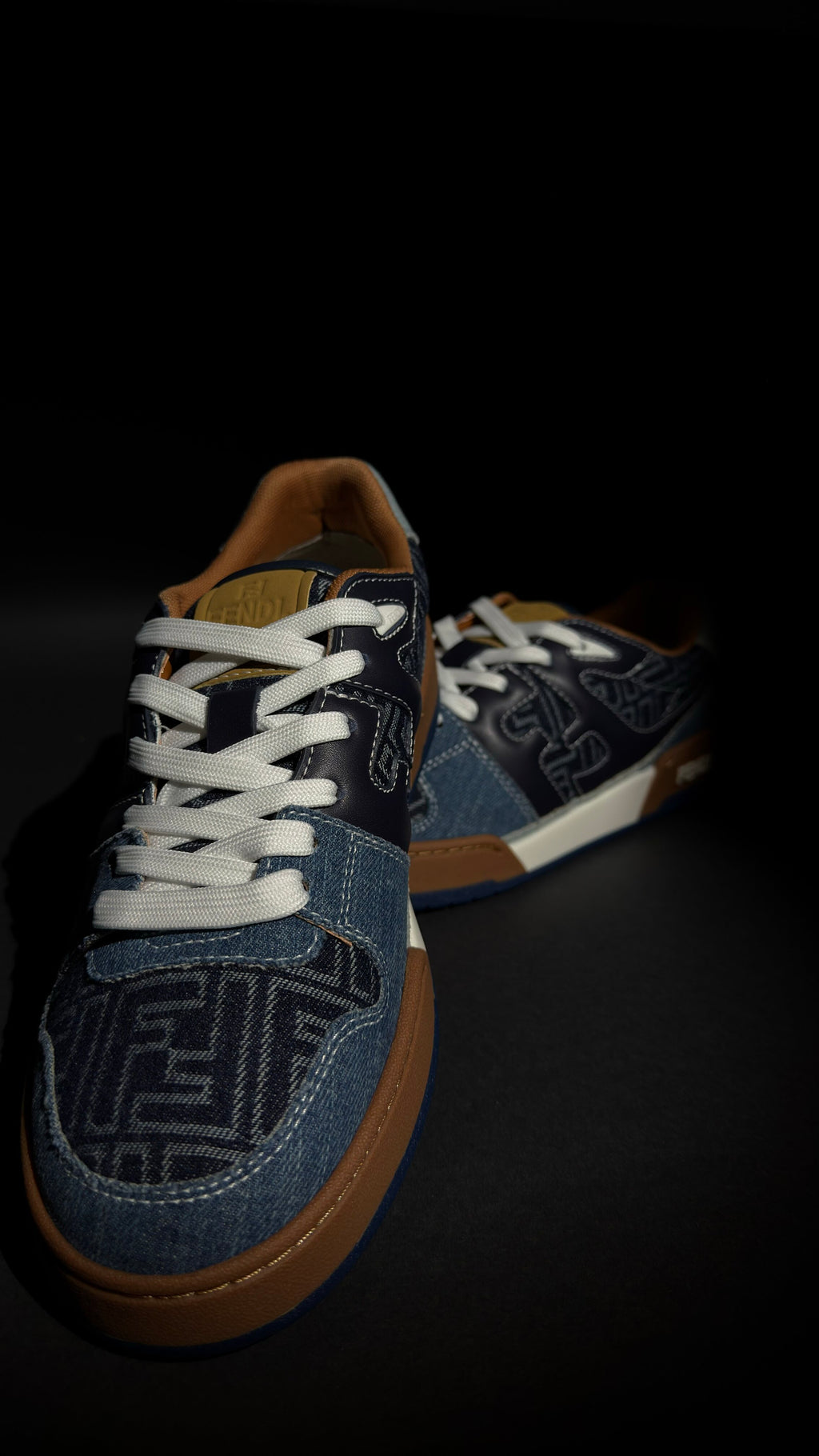 Fendi Force Sneakers – Blue FF Denim & Leather