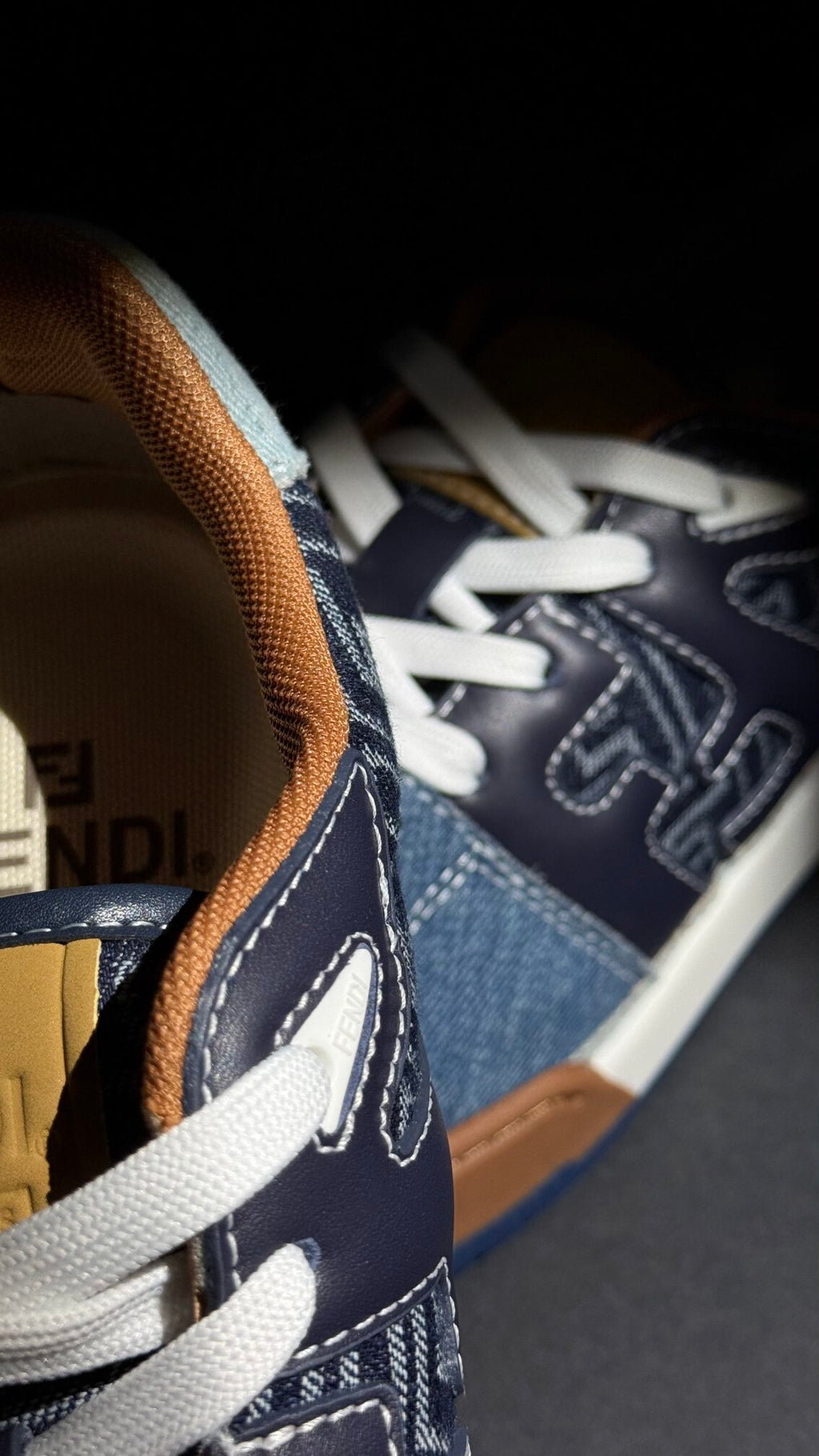 Fendi Force Sneakers – Blue FF Denim & Leather
