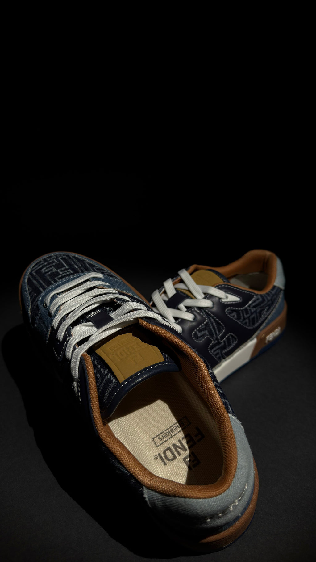 Fendi Force Sneakers – Blue FF Denim & Leather