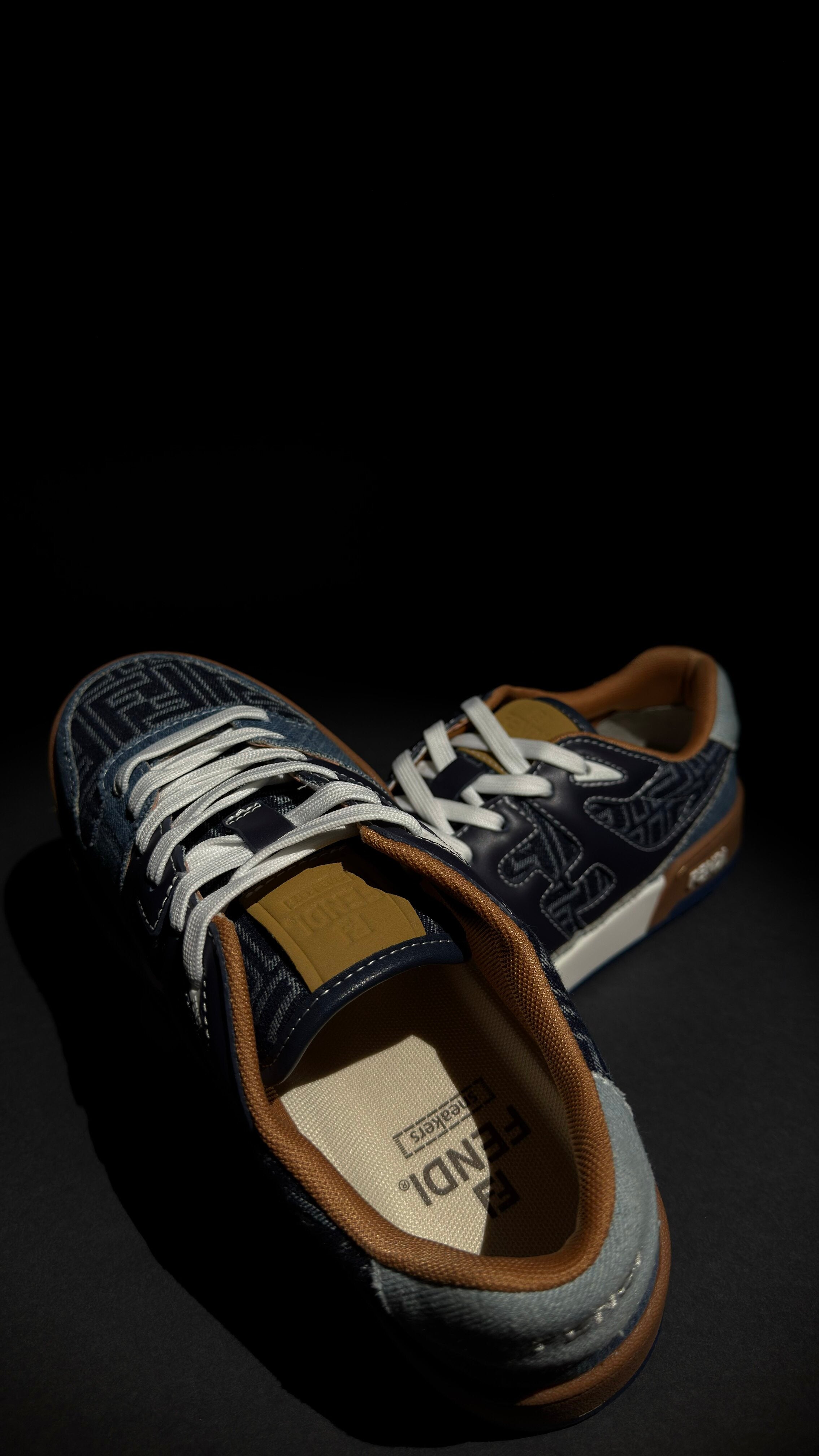 Fendi Force Sneakers – Blue FF Denim & Leather