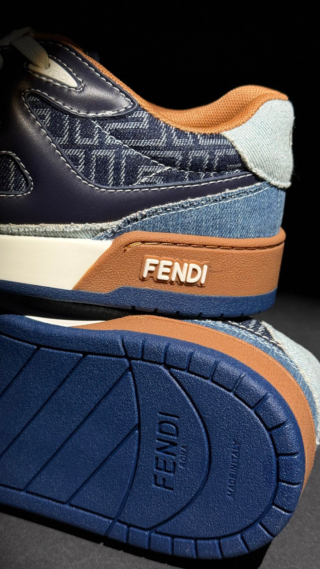 Fendi Force Sneakers – Blue FF Denim & Leather