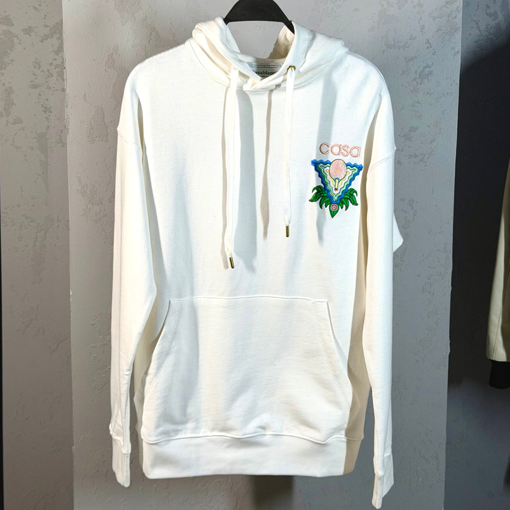 Casablanca Embroidered Logo Hoodie – White
