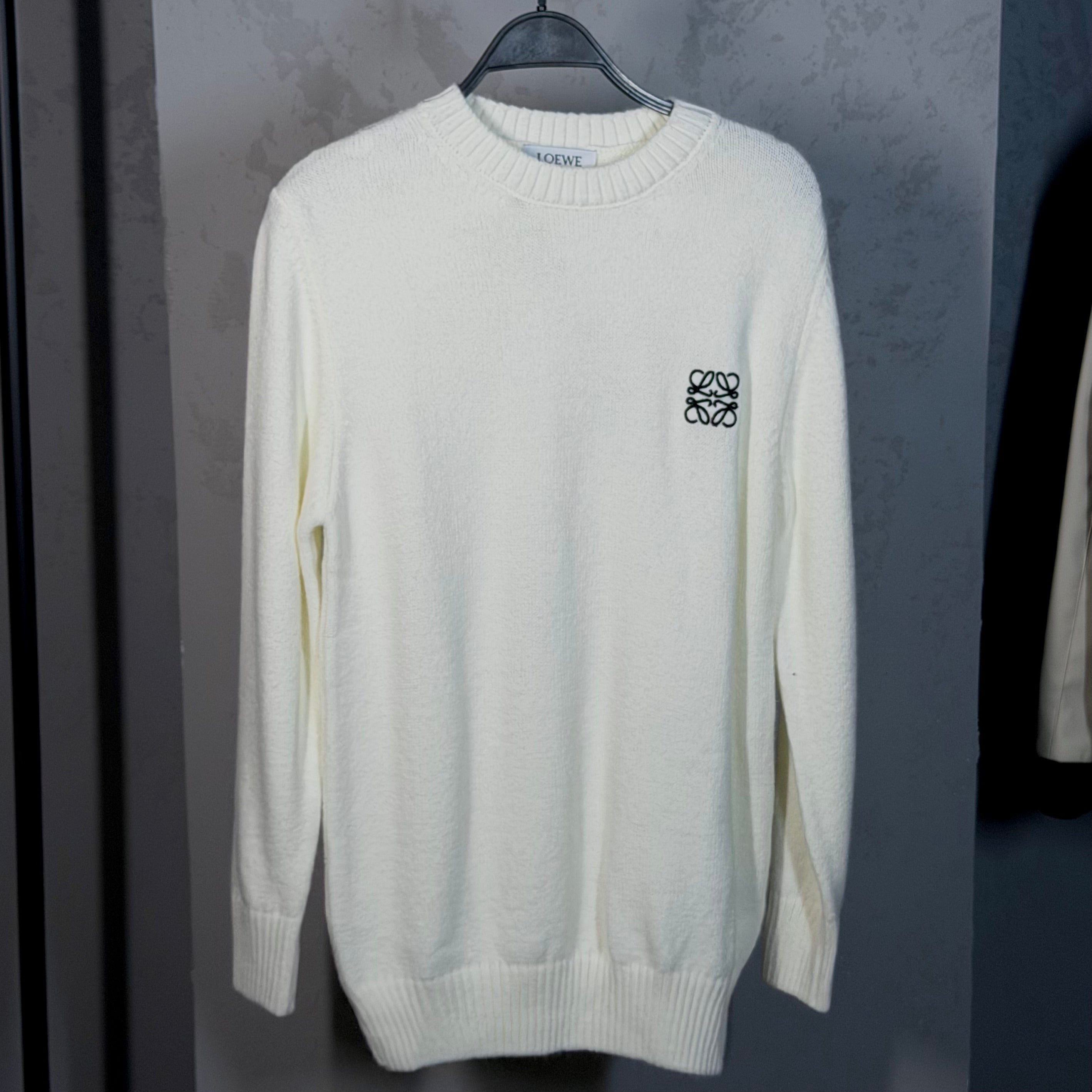 Loewe Anagram Crewneck Knit Sweater White