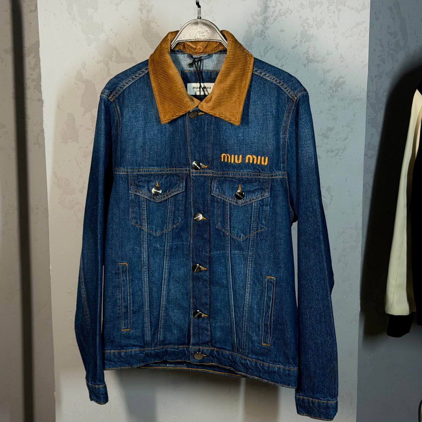 Miu Miu Denim Jacket with Corduroy Collar – Blue