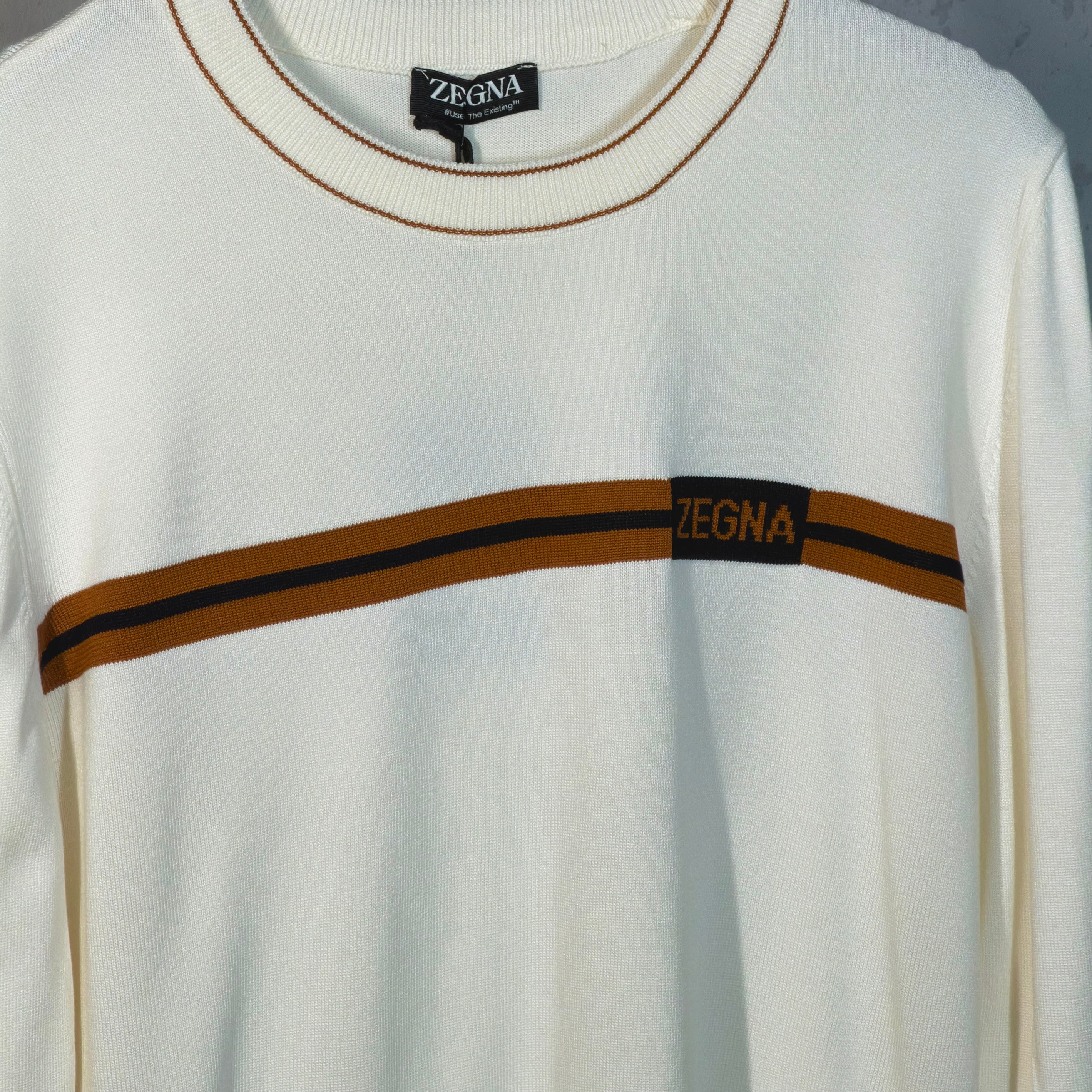 Zegna merino crewneck wool sweater White