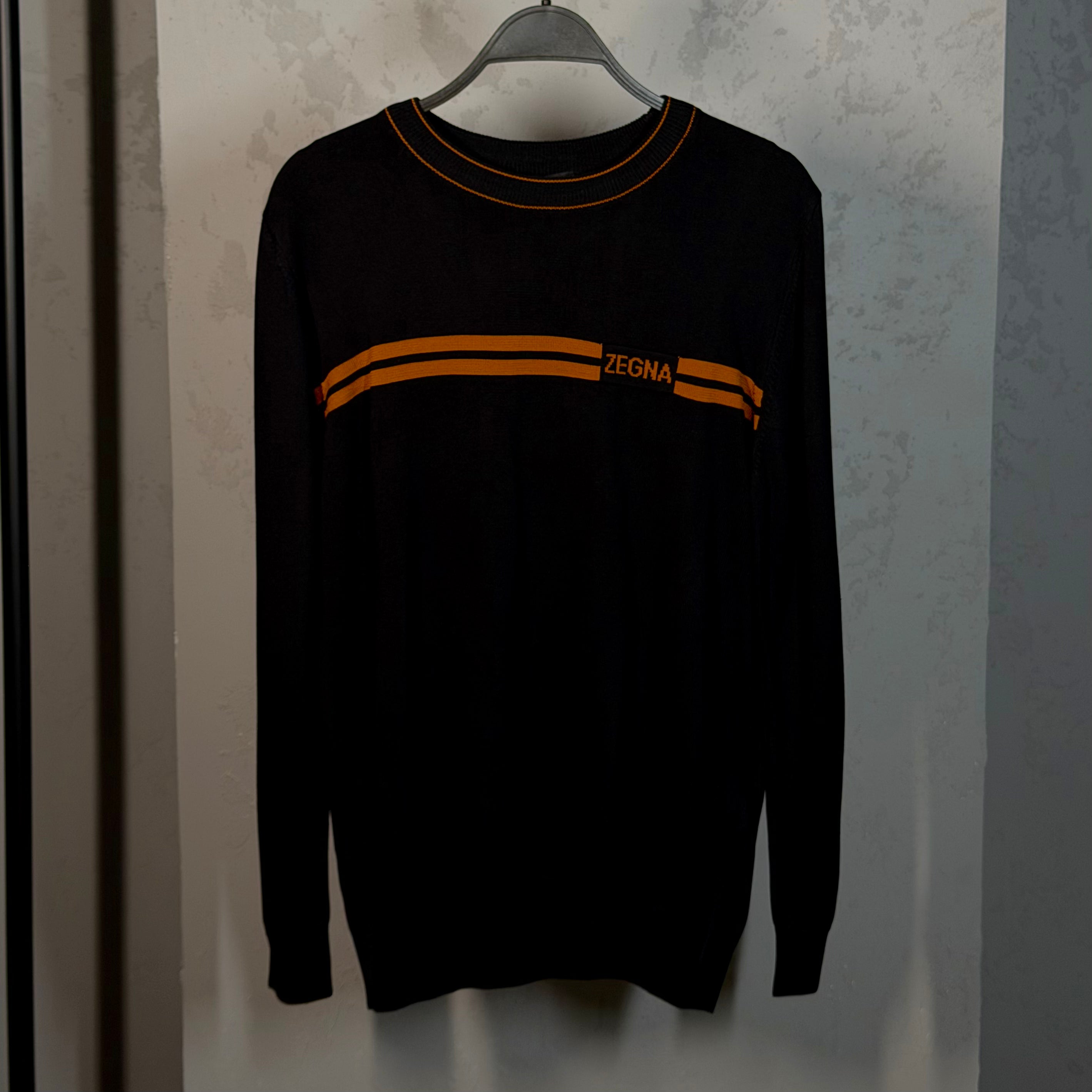 Zegna merino crewneck wool sweater Black