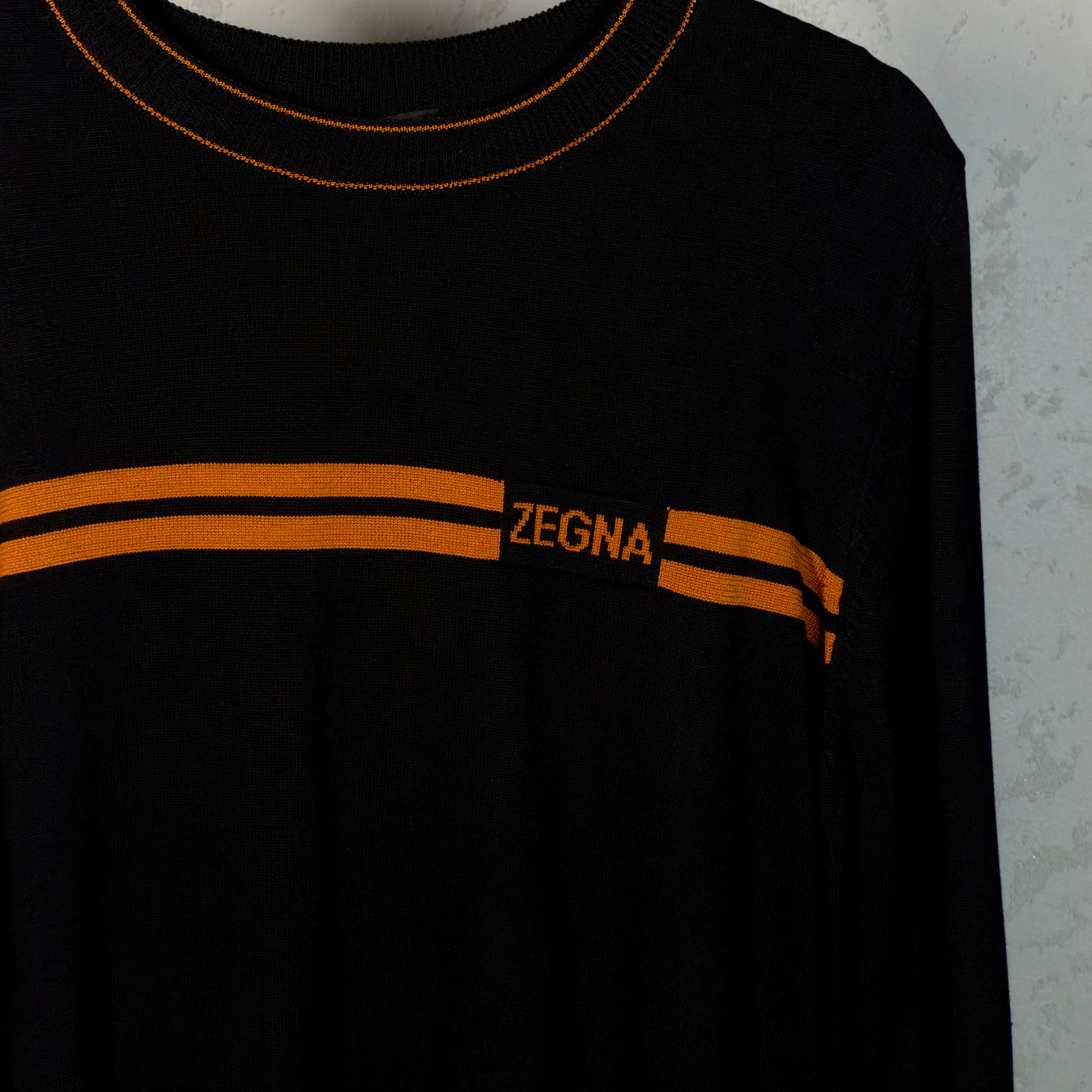 Zegna merino crewneck wool sweater Black