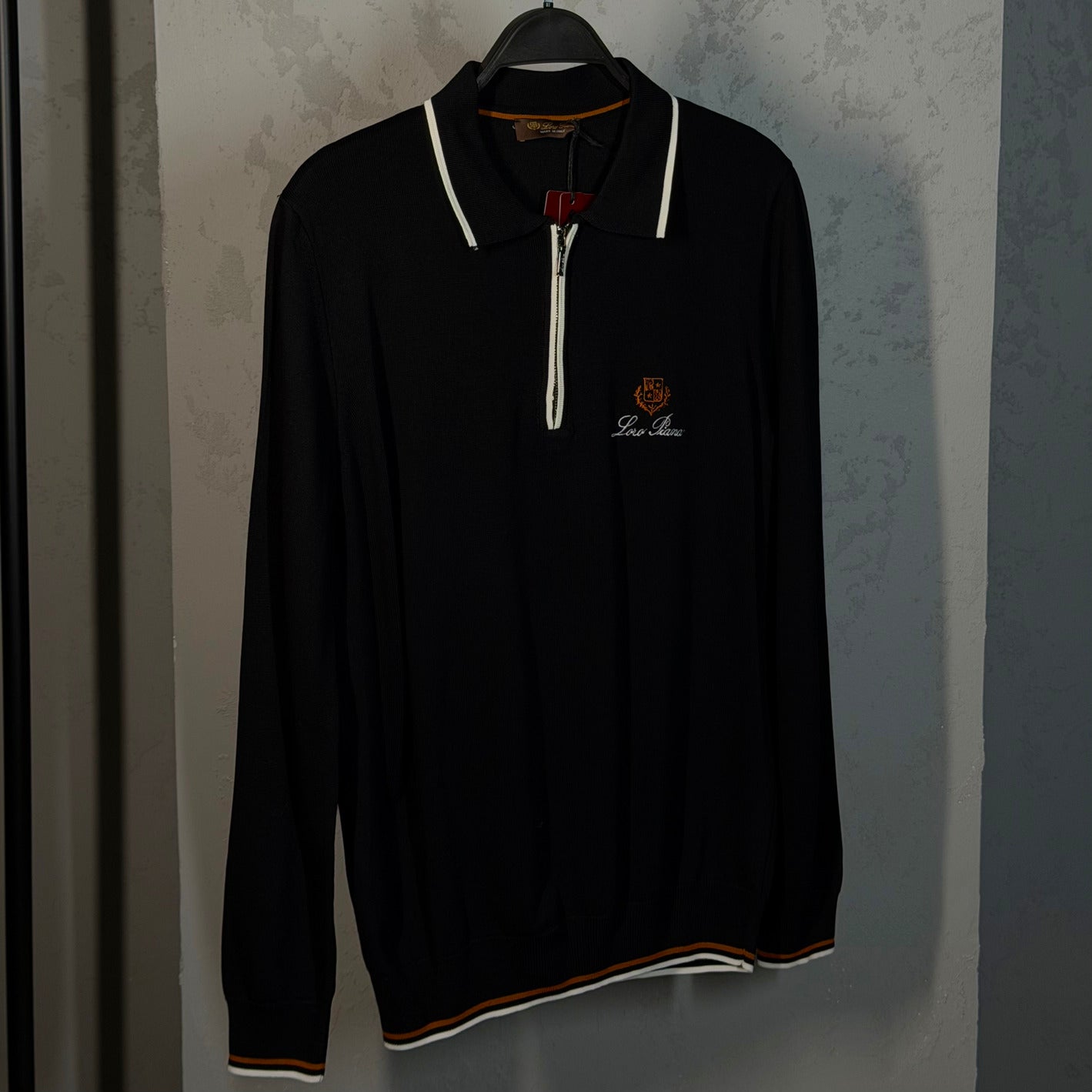 Lora Piana Long Sleeve Polo T-shirt Black