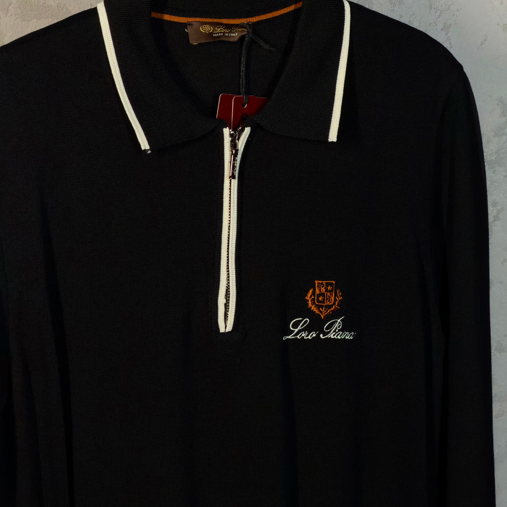 Lora Piana Long Sleeve Polo T-shirt Black