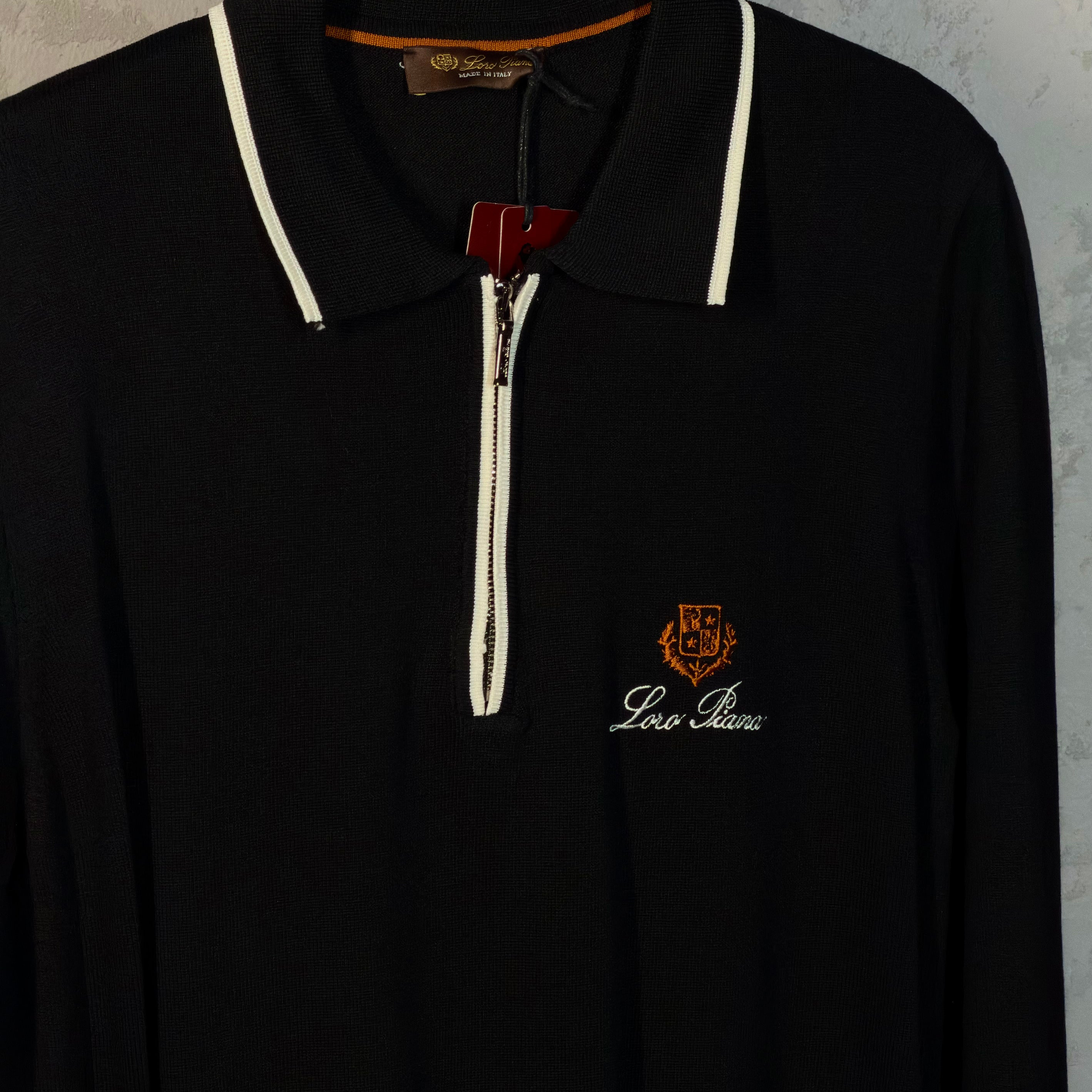 Lora Piana Long Sleeve Polo T-shirt Black