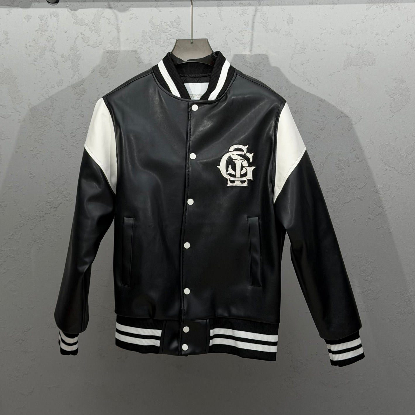 Black Leather Varsity Jacket