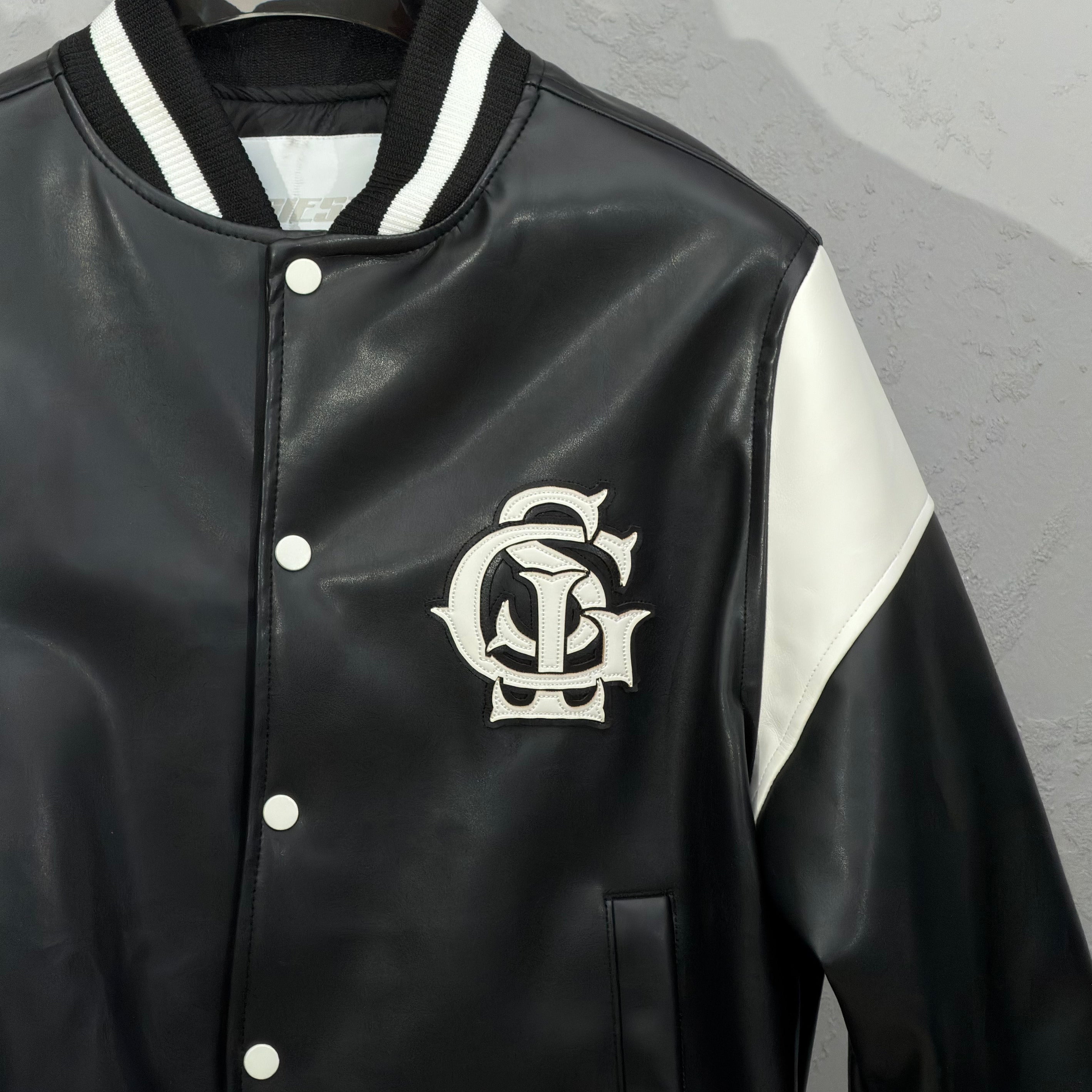 Black Leather Varsity Jacket