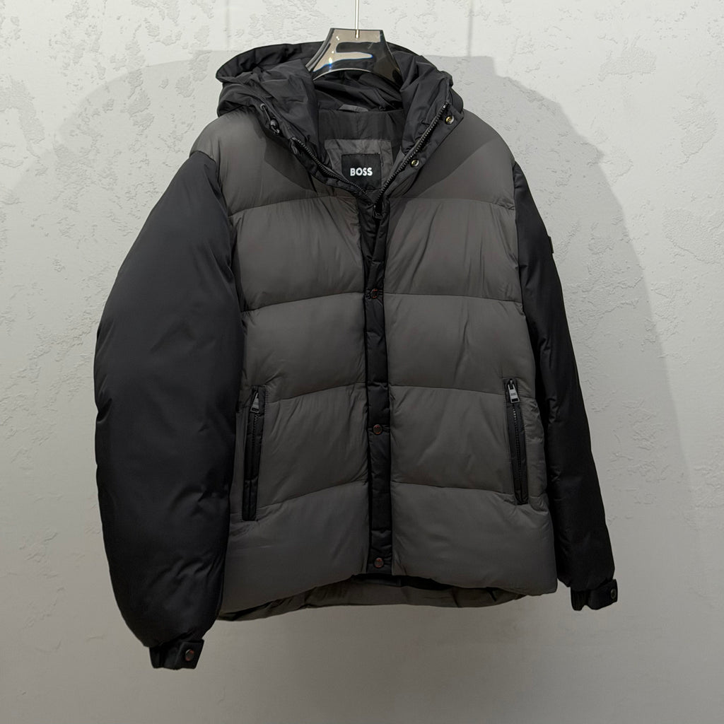 Boss Black-Grey Hooded Puffer Jacket