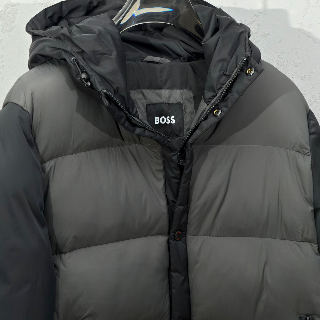 Boss Black-Grey Hooded Puffer Jacket