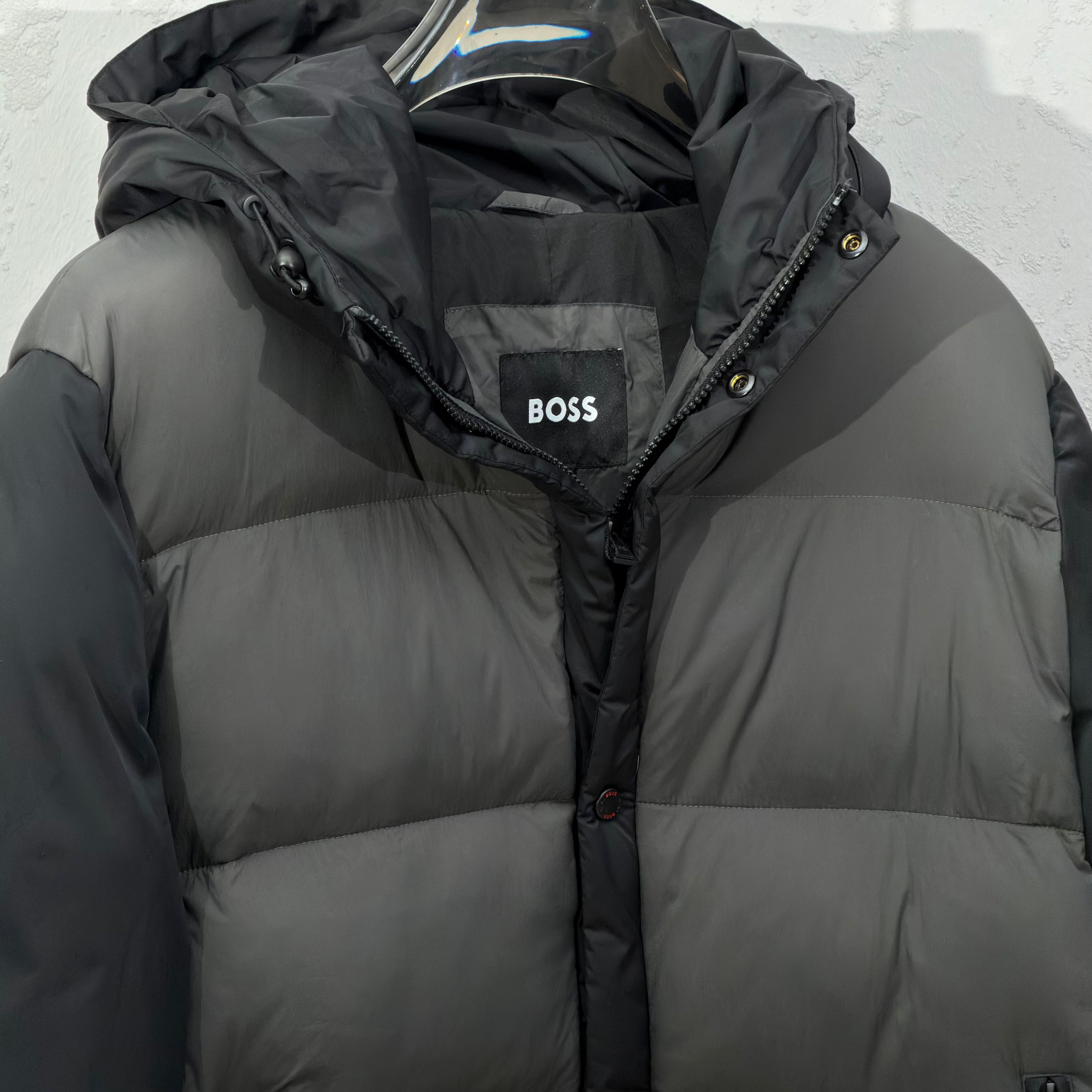 Boss Black-Grey Hooded Puffer Jacket