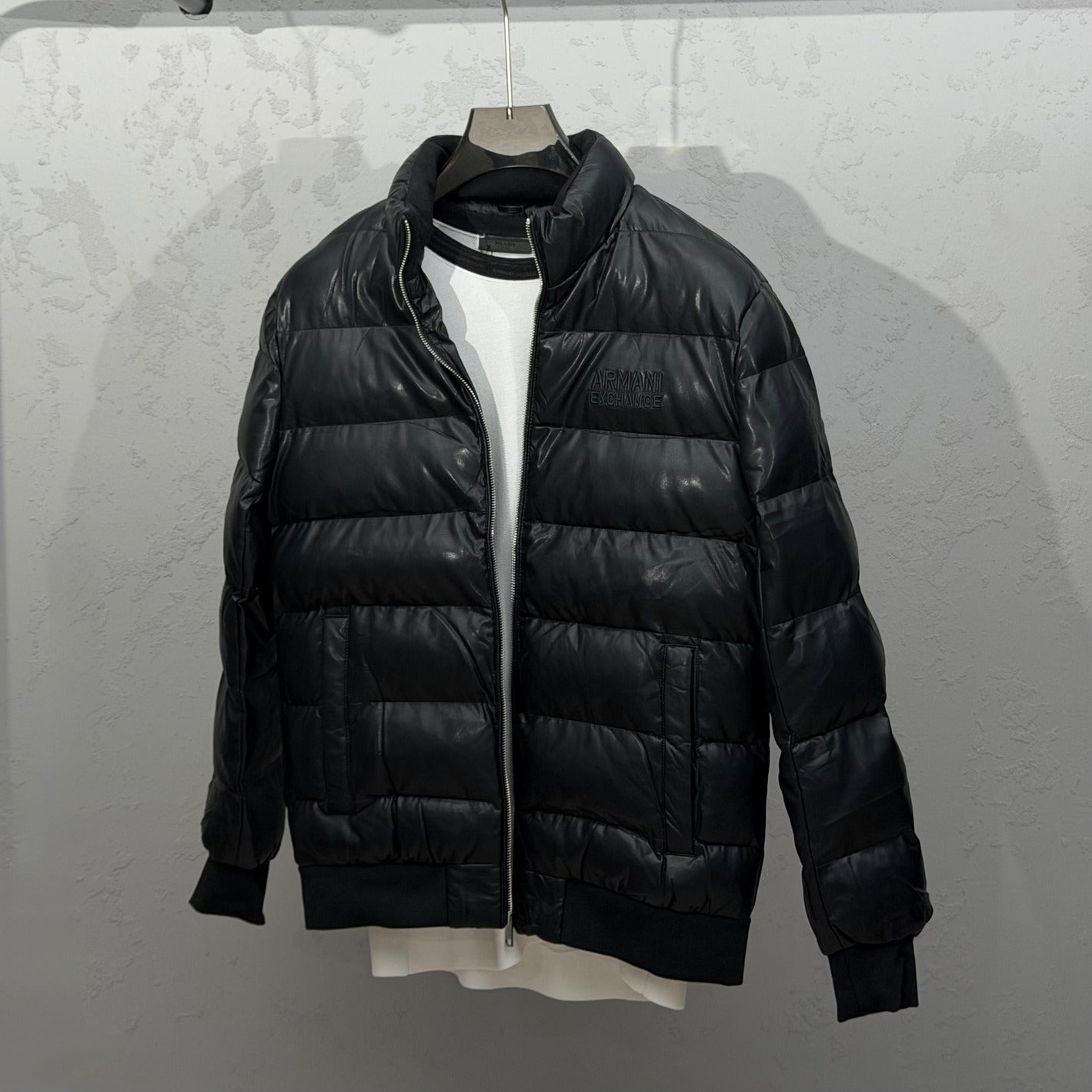 Armani Exchange Shiny Black Puffer Jacket