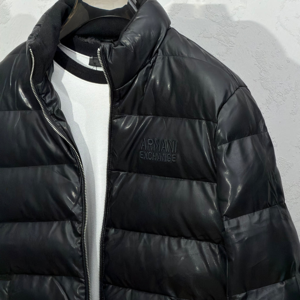 Armani Exchange Shiny Black Puffer Jacket