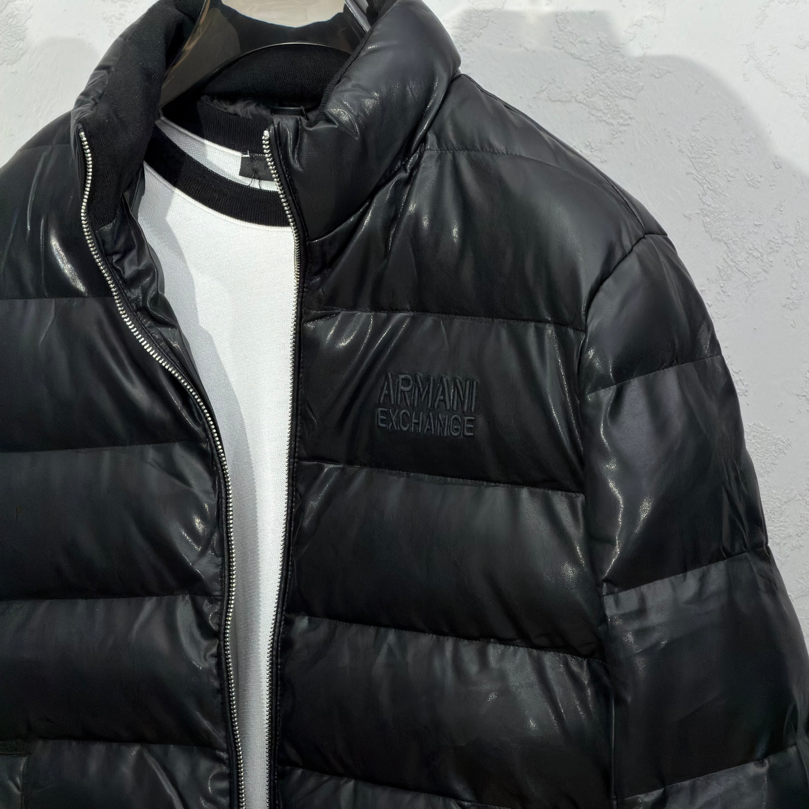Armani Exchange Shiny Black Puffer Jacket